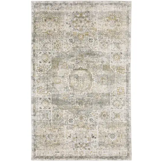 Gray And Gold Medallion Hand Tufted Area Rug Photo 5