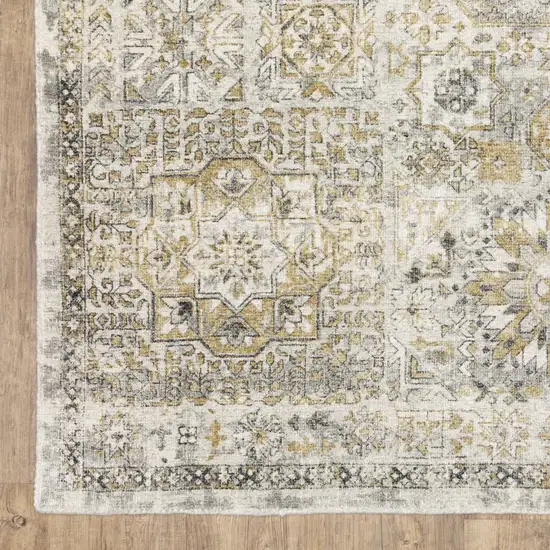 Gray And Gold Medallion Hand Tufted Area Rug Photo 4