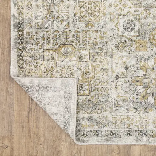 Gray And Gold Medallion Hand Tufted Area Rug Photo 9