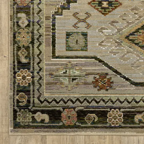 Gray And Green Tribal Area Rug Photo 7