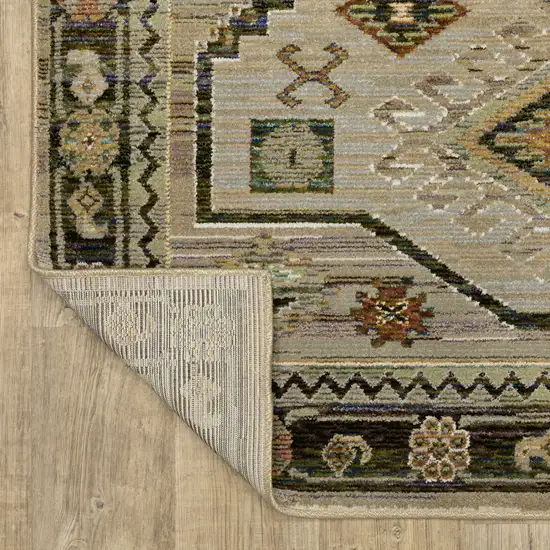 Gray And Green Tribal Area Rug Photo 9