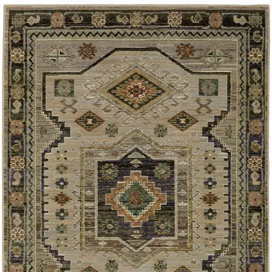 Gray And Green Tribal Area Rug Photo 2