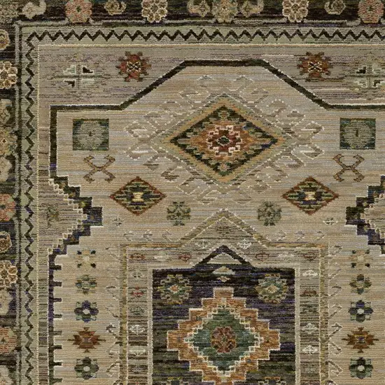 Gray And Green Tribal Area Rug Photo 8