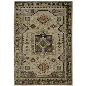 Photo of Gray And Green Tribal Area Rug