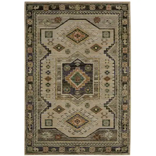 Gray And Green Tribal Area Rug Photo 5