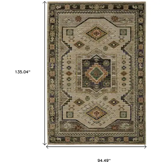 Gray And Green Tribal Area Rug Photo 3