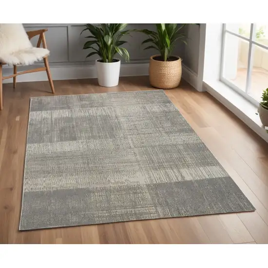 Gray and Ivory Abstract Non Skid Area Rug Photo 1