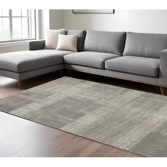 Gray and Ivory Abstract Non Skid Area Rug Photo 1