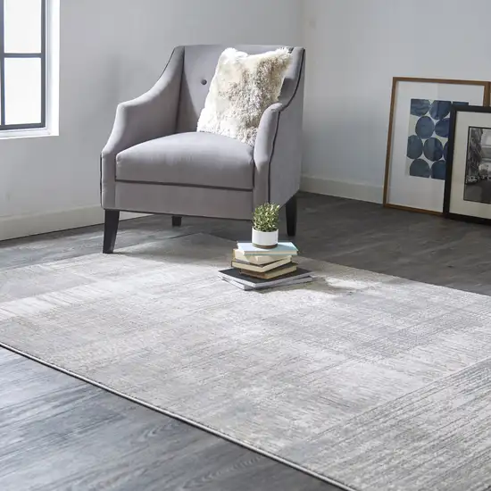 Gray And Ivory Abstract Area Rug Photo 6