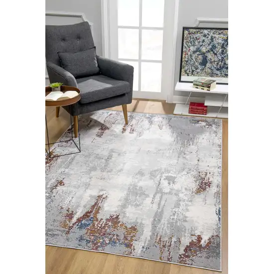 Gray And Ivory Abstract Area Rug Photo 5