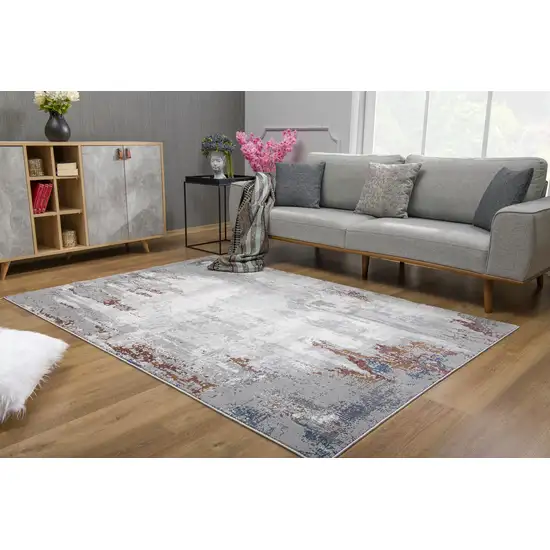 Gray And Ivory Abstract Area Rug Photo 6