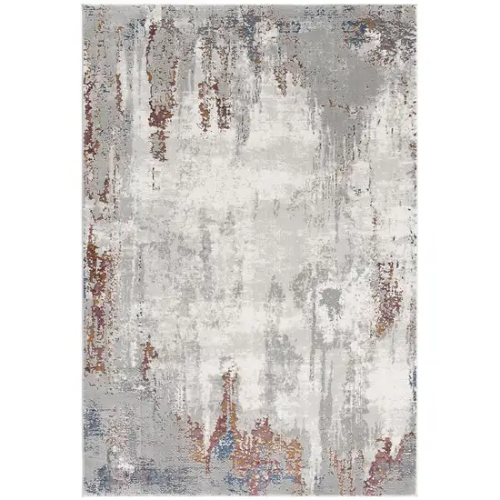 Gray And Ivory Abstract Area Rug Photo 4