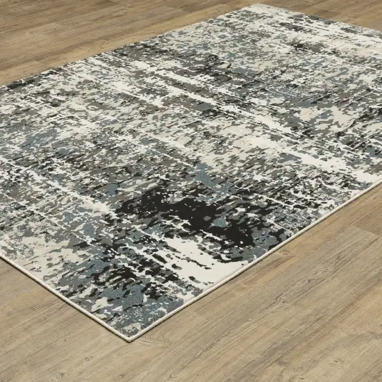 Gray And Ivory Abstract Area Rug Photo 4