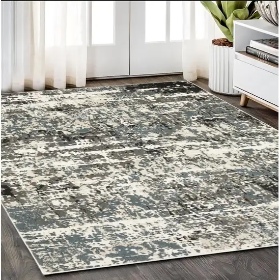 Gray And Ivory Abstract Area Rug Photo 1