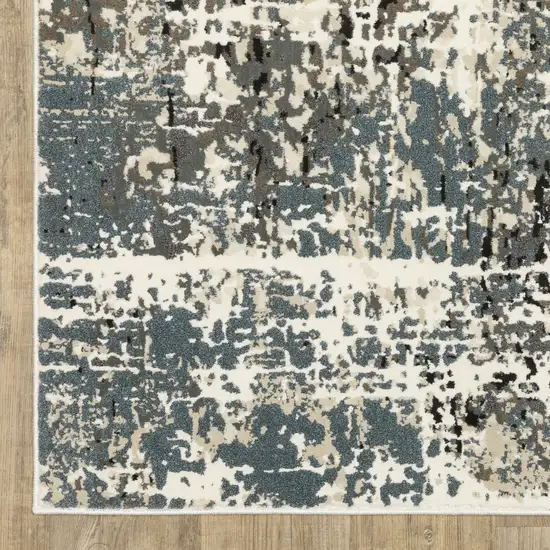 Gray And Ivory Abstract Area Rug Photo 9