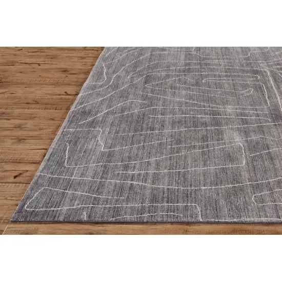 Gray And Ivory Abstract Hand Woven Area Rug Photo 8