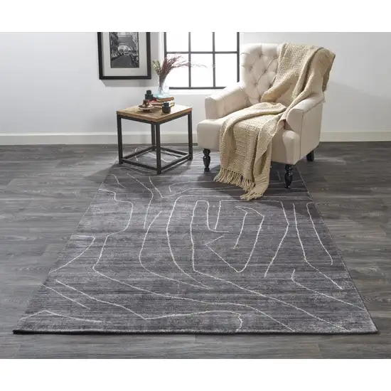 Gray And Ivory Abstract Hand Woven Area Rug Photo 5