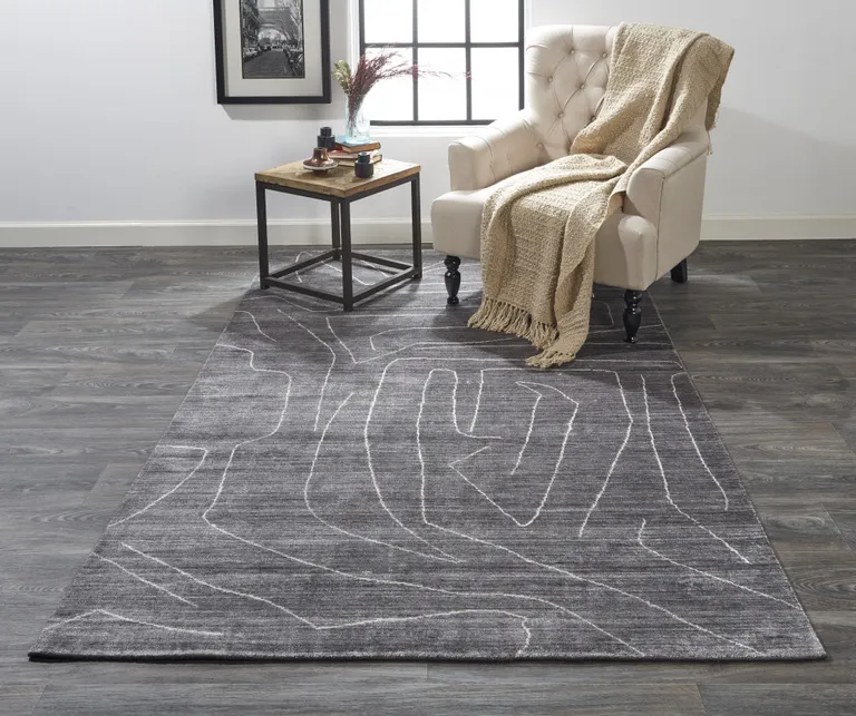 Gray And Ivory Abstract Hand Woven Area Rug Photo 5