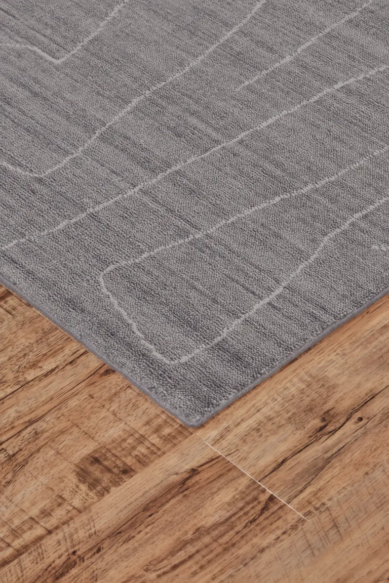 Gray And Ivory Abstract Hand Woven Area Rug Photo 3