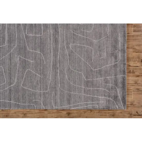 Gray And Ivory Abstract Hand Woven Area Rug Photo 9