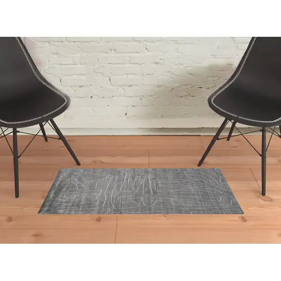 Gray And Ivory Abstract Hand Woven Area Rug Photo 2