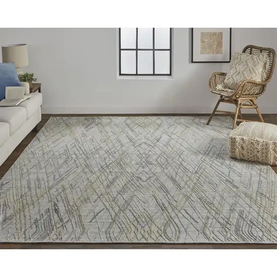 Gray And Ivory Abstract Hand Woven Area Rug Photo 5