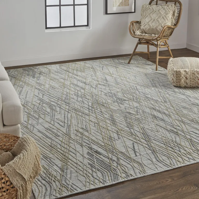 Gray And Ivory Abstract Hand Woven Area Rug Photo 1