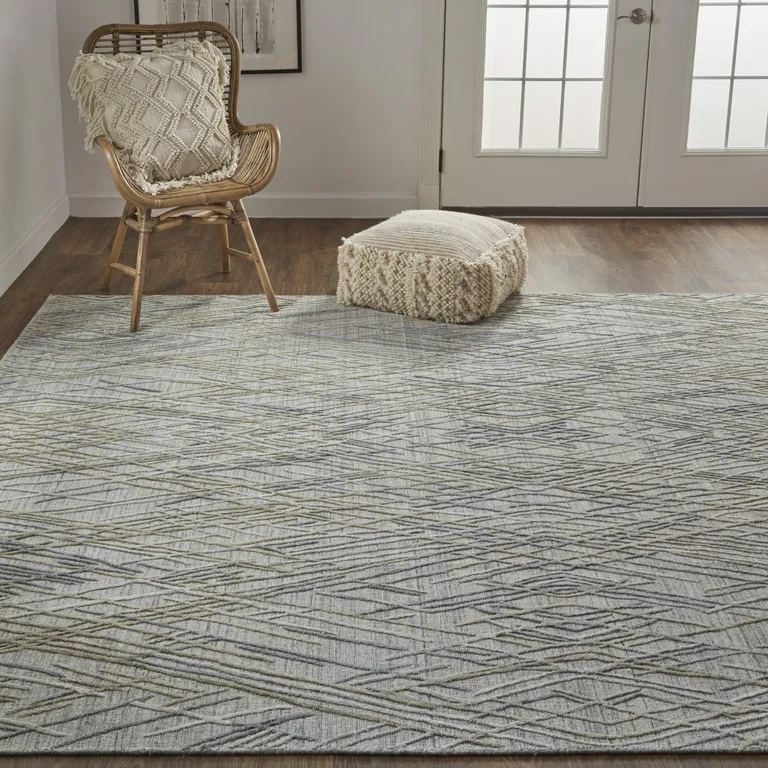 Gray And Ivory Abstract Hand Woven Area Rug Photo 2