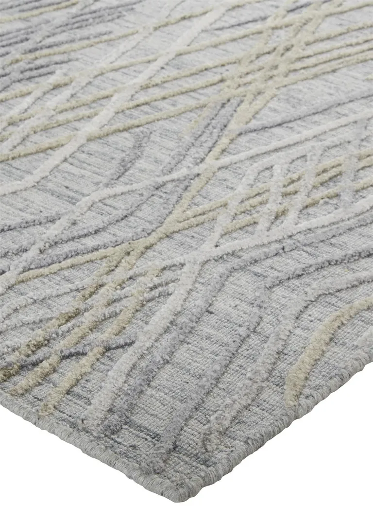 Gray And Ivory Abstract Hand Woven Area Rug Photo 3