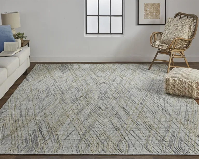 Gray And Ivory Abstract Hand Woven Area Rug Photo 5