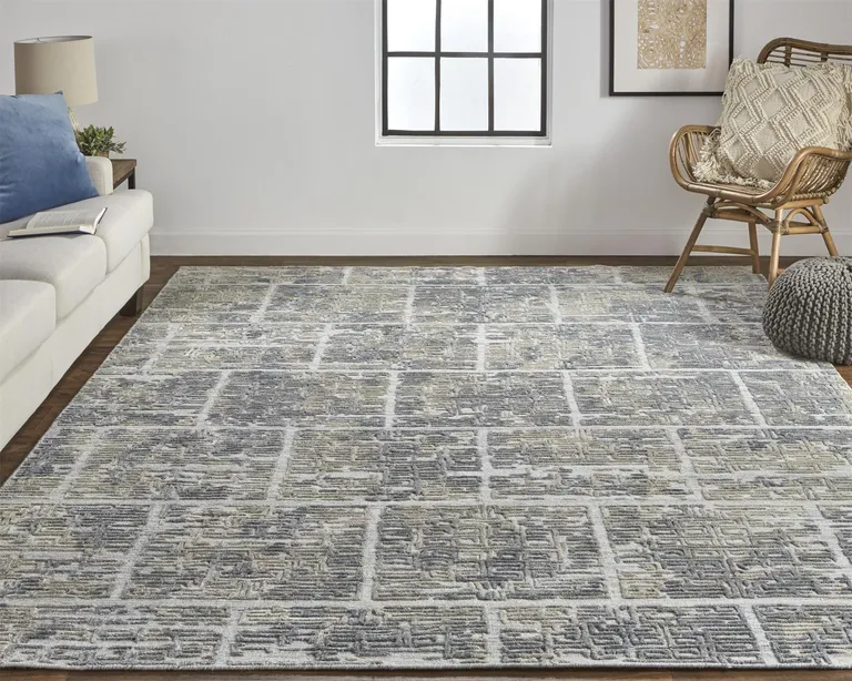 Gray And Ivory Abstract Hand Woven Area Rug Photo 1