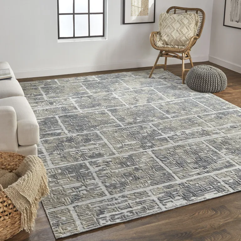 Gray And Ivory Abstract Hand Woven Area Rug Photo 2