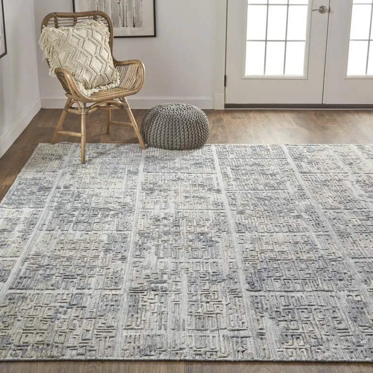 Gray And Ivory Abstract Hand Woven Area Rug Photo 3