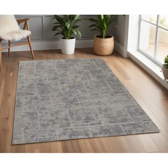 Gray and Ivory Abstract Hand Woven Area Rug Photo 1