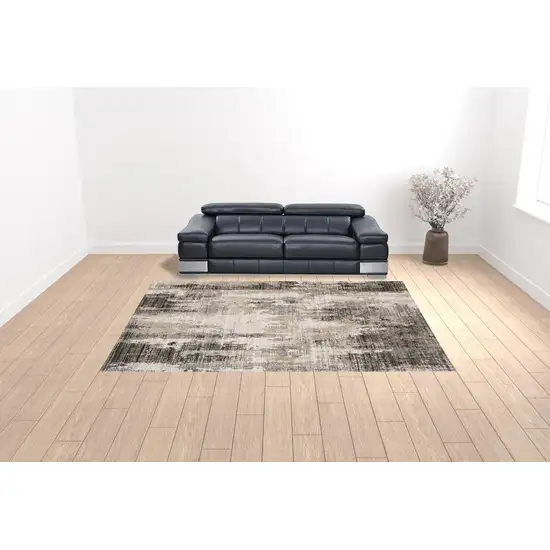 Gray And Ivory Abstract Power Loom Area Rug Photo 3