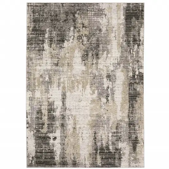 Gray And Ivory Abstract Power Loom Area Rug Photo 1