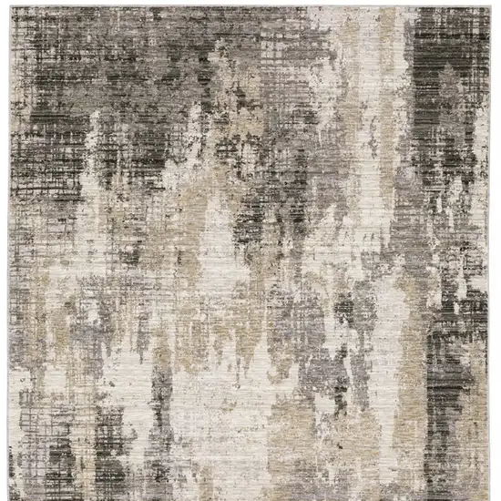 Gray And Ivory Abstract Power Loom Area Rug Photo 6