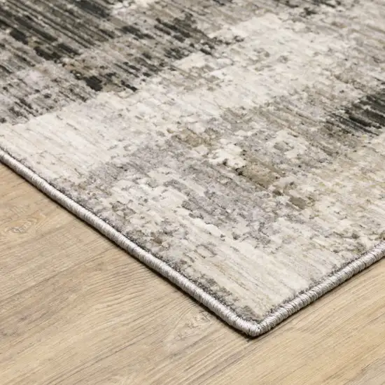 Gray And Ivory Abstract Power Loom Area Rug Photo 5