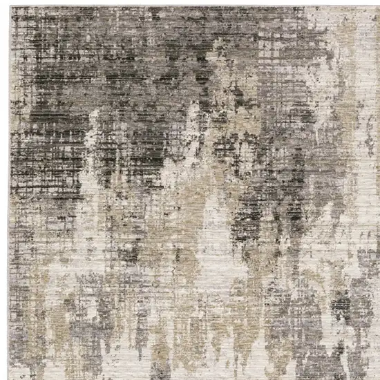 Gray And Ivory Abstract Power Loom Area Rug Photo 5