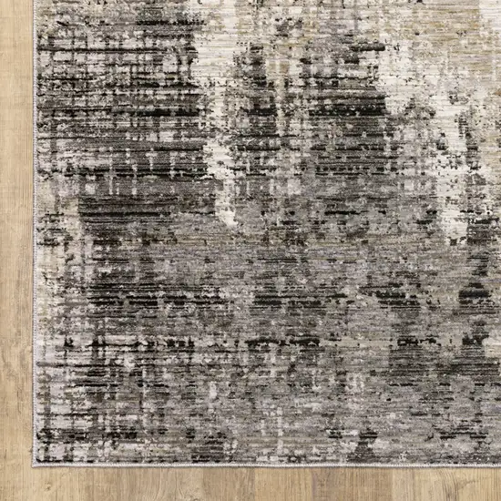 Gray And Ivory Abstract Power Loom Area Rug Photo 2