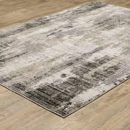 Gray And Ivory Abstract Power Loom Area Rug Photo 7