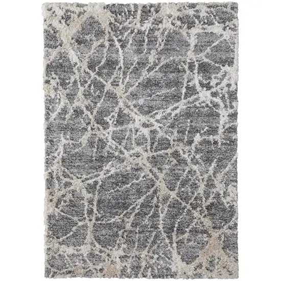 Gray And Ivory Abstract Power Loom Area Rug Photo 1