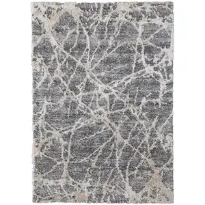 Photo of Gray And Ivory Abstract Power Loom Area Rug