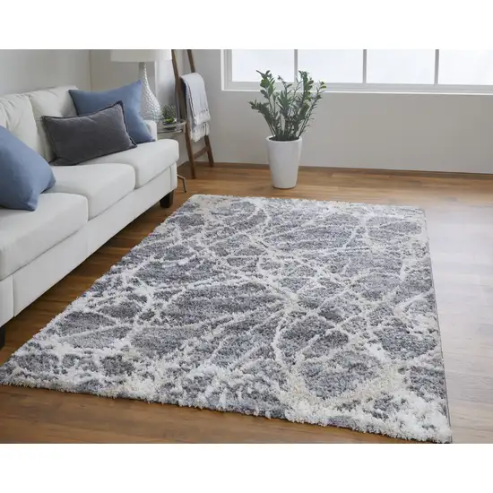 Gray And Ivory Abstract Power Loom Area Rug Photo 4