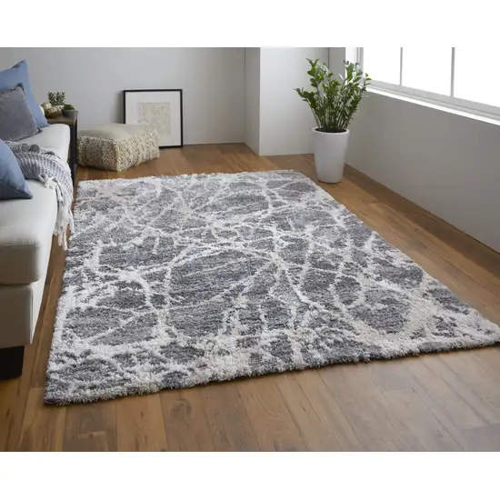 Gray And Ivory Abstract Power Loom Area Rug Photo 5