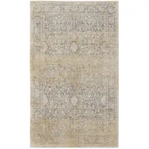 Photo of Gray And Ivory Abstract Power Loom Distressed Area Rug