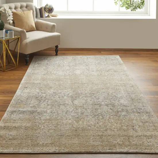 Gray And Ivory Abstract Power Loom Distressed Area Rug Photo 5