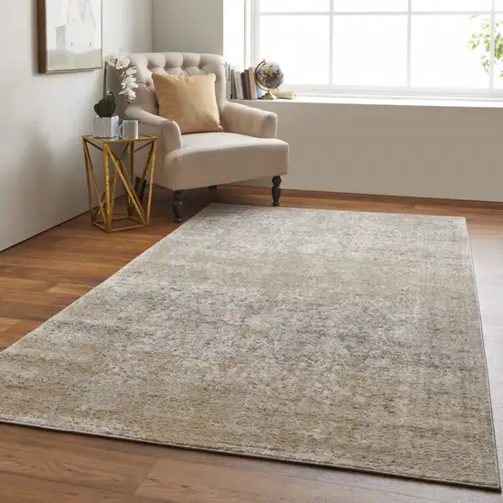 Gray And Ivory Abstract Power Loom Distressed Area Rug Photo 6