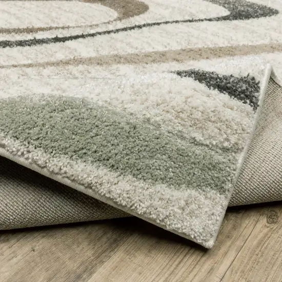 Gray And Ivory Abstract Power Loom Runner Rug Photo 6