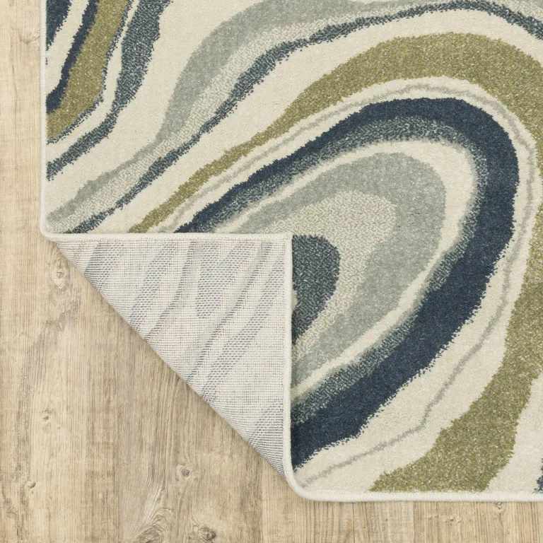 Gray And Ivory Abstract Power Loom Runner Rug Photo 4